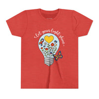 Inspirational Bella Canvas Youth Tee: Let Your Light Shine, Kids T-Shirt, Motivational Gift, Summer Wear, Autism Awareness