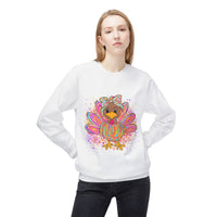 Neon Girly Thanksgiving Turkey Sweatshirt, Soft Gildan Crewneck Jumper, Unisex Midweight Fleece, Holiday Gift, Cozy Winter Sweater, Turkey
