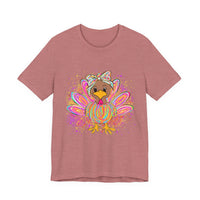 Neon Girly Thanksgiving Turkey Bella Canvas Women's T-Shirt, Unisex Tee, Cute Festival Top, Funny Holiday Shirt, Trendy Turkey Day Apparel