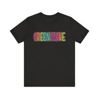 Colorful Green Wave Unisex Tee, Soft Bella Canvas Tshirt for High School Students, Cool Graphic Tee, Trendy Teen Shirt, Vibrant Green Wave
