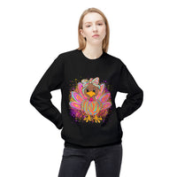 Neon Girly Thanksgiving Turkey Sweatshirt, Soft Gildan Crewneck Jumper, Unisex Midweight Fleece, Holiday Gift, Cozy Winter Sweater, Turkey