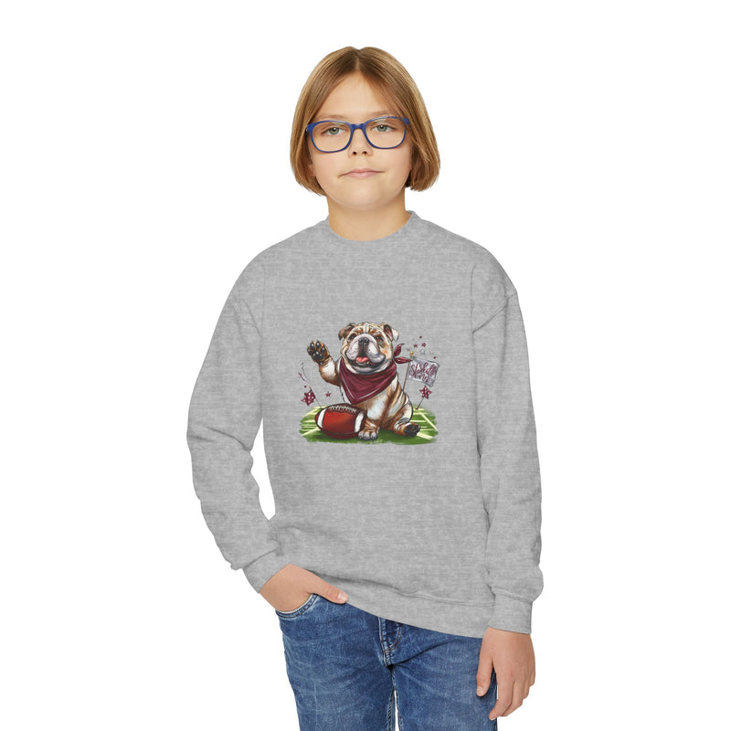 Vintage Bulldog Football Starkville MS Youth Crewneck Sweatshirt, Gildan Sweatshirt for Kids, Bulldog Athletic Team Sweatshirt, Mississippi
