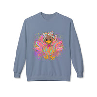Neon Girly Thanksgiving Turkey Sweatshirt, Soft Gildan Crewneck Jumper, Unisex Midweight Fleece, Holiday Gift, Cozy Winter Sweater, Turkey