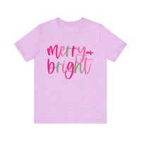 Merry & Bright Adult Unisex Tee, Christmas Shirt, Holiday Tshirt, Festive Apparel, Bella Canvas Shirt