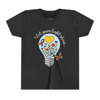 Inspirational Bella Canvas Youth Tee: Let Your Light Shine, Kids T-Shirt, Motivational Gift, Summer Wear, Autism Awareness