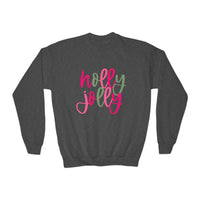 Holly Jolly Youth Crewneck Sweatshirt, Holiday Sweatshirt, Christmas Gift, Winter Apparel, Kids Crewneck, Gildan
