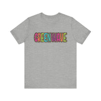 Colorful Green Wave Unisex Tee, Soft Bella Canvas Tshirt for High School Students, Cool Graphic Tee, Trendy Teen Shirt, Vibrant Green Wave