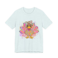 Neon Girly Thanksgiving Turkey Bella Canvas Women's T-Shirt, Unisex Tee, Cute Festival Top, Funny Holiday Shirt, Trendy Turkey Day Apparel