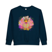 Neon Turkey Thanksgiving Toddler Sweatshirt, Kids Fall Clothing, Holiday Gift, Cute Rabbit Skins Jumper, Thanksgiving Outfit