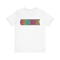 Colorful Green Wave Unisex Tee, Soft Bella Canvas Tshirt for High School Students, Cool Graphic Tee, Trendy Teen Shirt, Vibrant Green Wave