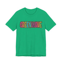 Colorful Green Wave Unisex Tee, Soft Bella Canvas Tshirt for High School Students, Cool Graphic Tee, Trendy Teen Shirt, Vibrant Green Wave