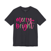 Merry & Bright Adult Unisex Tee, Christmas Shirt, Holiday Tshirt, Festive Apparel, Bella Canvas Shirt