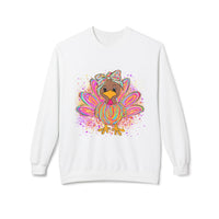 Neon Girly Thanksgiving Turkey Sweatshirt, Soft Gildan Crewneck Jumper, Unisex Midweight Fleece, Holiday Gift, Cozy Winter Sweater, Turkey