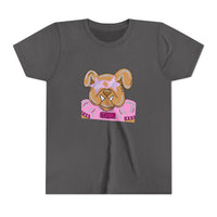 Kids Pink Bulldogs Youth Tee Shirt, Bella Canvas Short Sleeve, Children's Tshirt, Puppy Graphic Top, Girls' Apparel, Cute Bulldog Print Tee