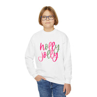 Holly Jolly Youth Crewneck Sweatshirt, Holiday Sweatshirt, Christmas Gift, Winter Apparel, Kids Crewneck, Gildan