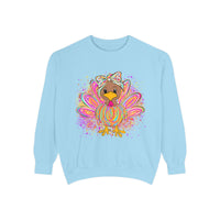 Comfort Colors Women's Sweatshirt Neon Thanksgiving Girly Turkey, Cute Thanksgiving Unisex Sweatshirt, Cozy Fall Thanksgiving Jumper, Unique