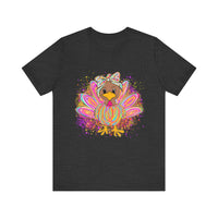 Neon Girly Thanksgiving Turkey Bella Canvas Women's T-Shirt, Unisex Tee, Cute Festival Top, Funny Holiday Shirt, Trendy Turkey Day Apparel