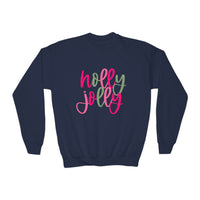 Holly Jolly Youth Crewneck Sweatshirt, Holiday Sweatshirt, Christmas Gift, Winter Apparel, Kids Crewneck, Gildan