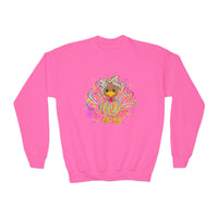 Youth Thanksgiving Crewneck Sweatshirt with Colorful Turkey Design Gildan