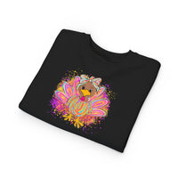 Neon Turkey Thanksgiving Toddler Sweatshirt, Kids Fall Clothing, Holiday Gift, Cute Rabbit Skins Jumper, Thanksgiving Outfit