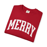 Merry Garment-Dyed T-Shirt, Unisex Holiday Tee, Christmas Gift, Casual Wear, Festive Apparel, Comfortable Shirt