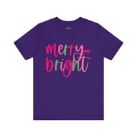 Merry & Bright Adult Unisex Tee, Christmas Shirt, Holiday Tshirt, Festive Apparel, Bella Canvas Shirt