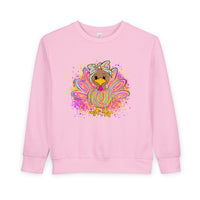 Neon Turkey Thanksgiving Toddler Sweatshirt, Kids Fall Clothing, Holiday Gift, Cute Rabbit Skins Jumper, Thanksgiving Outfit