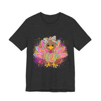 Neon Girly Thanksgiving Turkey Bella Canvas Women's T-Shirt, Unisex Tee, Cute Festival Top, Funny Holiday Shirt, Trendy Turkey Day Apparel