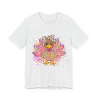 Neon Girly Thanksgiving Turkey Bella Canvas Women's T-Shirt, Unisex Tee, Cute Festival Top, Funny Holiday Shirt, Trendy Turkey Day Apparel