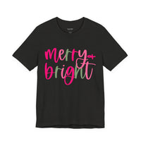 Merry & Bright Adult Unisex Tee, Christmas Shirt, Holiday Tshirt, Festive Apparel, Bella Canvas Shirt