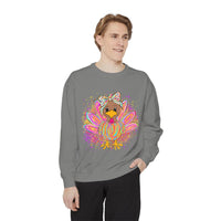 Comfort Colors Women's Sweatshirt Neon Thanksgiving Girly Turkey, Cute Thanksgiving Unisex Sweatshirt, Cozy Fall Thanksgiving Jumper, Unique