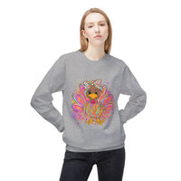 Neon Girly Thanksgiving Turkey Sweatshirt, Soft Gildan Crewneck Jumper, Unisex Midweight Fleece, Holiday Gift, Cozy Winter Sweater, Turkey