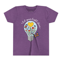 Inspirational Bella Canvas Youth Tee: Let Your Light Shine, Kids T-Shirt, Motivational Gift, Summer Wear, Autism Awareness