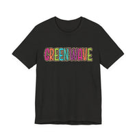 Colorful Green Wave Unisex Tee, Soft Bella Canvas Tshirt for High School Students, Cool Graphic Tee, Trendy Teen Shirt, Vibrant Green Wave