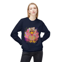 Neon Girly Thanksgiving Turkey Sweatshirt, Soft Gildan Crewneck Jumper, Unisex Midweight Fleece, Holiday Gift, Cozy Winter Sweater, Turkey
