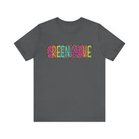 Colorful Green Wave Unisex Tee, Soft Bella Canvas Tshirt for High School Students, Cool Graphic Tee, Trendy Teen Shirt, Vibrant Green Wave