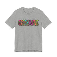 Colorful Green Wave Unisex Tee, Soft Bella Canvas Tshirt for High School Students, Cool Graphic Tee, Trendy Teen Shirt, Vibrant Green Wave