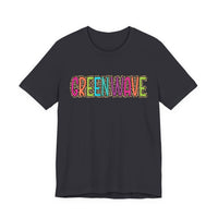 Colorful Green Wave Unisex Tee, Soft Bella Canvas Tshirt for High School Students, Cool Graphic Tee, Trendy Teen Shirt, Vibrant Green Wave