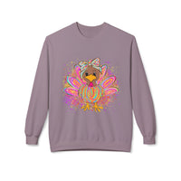 Neon Girly Thanksgiving Turkey Sweatshirt, Soft Gildan Crewneck Jumper, Unisex Midweight Fleece, Holiday Gift, Cozy Winter Sweater, Turkey