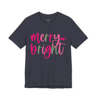 Merry & Bright Adult Unisex Tee, Christmas Shirt, Holiday Tshirt, Festive Apparel, Bella Canvas Shirt