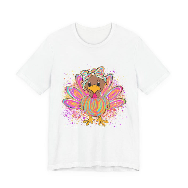 Neon Girly Thanksgiving Turkey Bella Canvas Women's T-Shirt, Unisex Tee, Cute Festival Top, Funny Holiday Shirt, Trendy Turkey Day Apparel