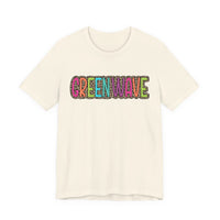 Colorful Green Wave Unisex Tee, Soft Bella Canvas Tshirt for High School Students, Cool Graphic Tee, Trendy Teen Shirt, Vibrant Green Wave