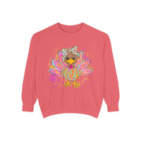 Comfort Colors Women's Sweatshirt Neon Thanksgiving Girly Turkey, Cute Thanksgiving Unisex Sweatshirt, Cozy Fall Thanksgiving Jumper, Unique