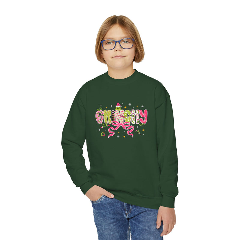 Cute Youth Crewneck Sweatshirt with Holiday Cheer Design, Cozy Pullover for Kids, Christmas Gift, Winter Apparel, Youth Fashion