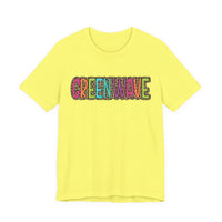 Colorful Green Wave Unisex Tee, Soft Bella Canvas Tshirt for High School Students, Cool Graphic Tee, Trendy Teen Shirt, Vibrant Green Wave