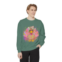 Comfort Colors Women's Sweatshirt Neon Thanksgiving Girly Turkey, Cute Thanksgiving Unisex Sweatshirt, Cozy Fall Thanksgiving Jumper, Unique
