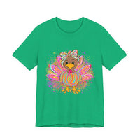 Neon Girly Thanksgiving Turkey Bella Canvas Women's T-Shirt, Unisex Tee, Cute Festival Top, Funny Holiday Shirt, Trendy Turkey Day Apparel