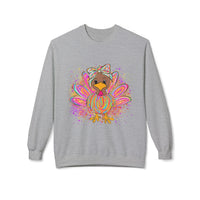 Neon Girly Thanksgiving Turkey Sweatshirt, Soft Gildan Crewneck Jumper, Unisex Midweight Fleece, Holiday Gift, Cozy Winter Sweater, Turkey
