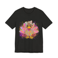 Neon Girly Thanksgiving Turkey Bella Canvas Women's T-Shirt, Unisex Tee, Cute Festival Top, Funny Holiday Shirt, Trendy Turkey Day Apparel