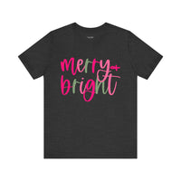 Merry & Bright Adult Unisex Tee, Christmas Shirt, Holiday Tshirt, Festive Apparel, Bella Canvas Shirt